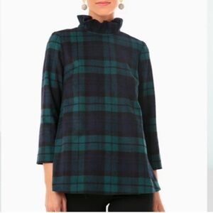 Plaid Ruffle Neck Top
